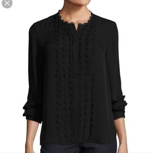 Elie Tahari Antanella Silk Scallop Trim Blouse